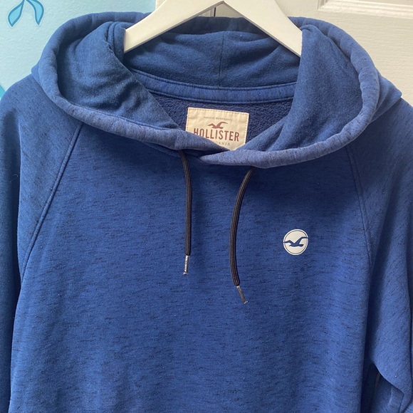Hollister Blue Black Warm Hoodie Kangaroo Pockets & Drawstrings Men's Size M ! - Picture 2 of 8
